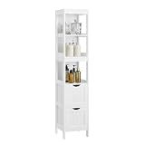 VASAGLE Bathroom Floor Cabinet, 2 Drawers, 55.7”H, White