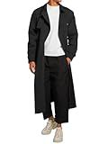 Runcati Mens Trench Coat Double Breasted Belted Windbreaker Jackets Lapel Lightweight Long Jacket Casual Overcoat