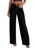 Sidefeel Women's High Waisted Baggy Jeans Denim Pants Size 10 Solid Black