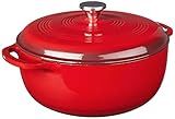 Lodge 7.5 Quart Enameled Cast Iron Dutch Oven with Lid – Dual Handles – Oven Safe up to 500° F or on Stovetop - Use to Marinate, Cook, Bake, Refrigerate and Serve – Island Spice Red