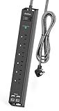 Surge Protector Power Strip - Extension Cord with Addtam 6 AC Outlets 4 USB (2 USB-C Ports), 1875W/15A, Flat Plug with Overload Surge Protection, Outlet Extender for Home Office Dorm Room Essentials