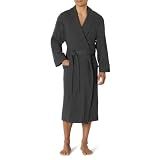 Amazon Essentials Men's Lightweight Cotton Waffle Bath Robe, Mid-Length Loungewear (Available in Big & Tall), Charcoal Heather, X-Large-XX-Large