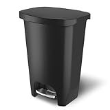 Glad Premium 13 Gallon Trash Can with Clorox Odor Protection | Plastic Kitchen Waste Bin | Hands Free with Stainless Steel Foot Pedal and Garbage Bag Rings, Black