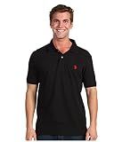U.S. Polo Assn. Men's Classic Polo Shirt, Two-Button Closure Pique Polo Shirt, Summer Fashion Golf Shirt, Old Black, Large