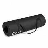 CAP 1/2" Thick Yoga Mat, Exercise & Workout Mat with Strap, Black