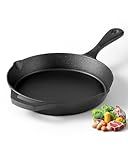 NeoForge Cast Iron Skillets, 9.5 Inch Frying Pan with Teardrop Handle, Oven Safe, Durable Camping Cookware for Stove & Grill Use, Indoor/Outdoor