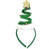 Gaduupa Christmas Headband Springy Christmas Tree Headbands with Bells Star Glitter Christmas Tree Hair Hoop for Women Adult Xmas Costume Hair accessories for Christmas Cosplay(Green)
