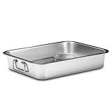 Stainless Steel Turkey Roasting Pan with Rack & Handles, Heavy Duty Food-Safe Turkey Pan Dishwasher Safe, Perfect for Cooking Turkey and Steak for Thanksgiving and Christmas (Standard)