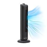 Amazon Basics 28" 60-Degree Oscillating Tower Fan for Bedroom, Living Room, Office, With 3 Speeds, Intuitive Mechanical Control, Black, 35W, 27.8"H x 9.4"D x 9.4"W