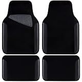 CAR PASS Waterproof Universal Fit Car Floor Mats, Faux Leather Car Carpet Mats, Black Car Mats with Anti-Slip Nibbs Backing & Driver Heel Pad Fit for SUV,Vans,sedans, Trucks,Set of 4pcs(All Black)