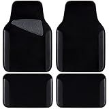 CAR PASS Waterproof Universal Fit Car Floor Mats, Faux Leather Car Carpet Mats, Black Car Mats with Anti-Slip Nibbs Backing & Driver Heel Pad Fit for SUV,Vans,sedans, Trucks,Set of 4pcs(All Black)