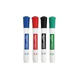 Amazon Basics Low-Odor Dry Erase Whiteboard Markers, Chisel Tip, Quick-Dry, Black, Red, Green, Blue, 4-Pack