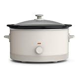 bella 6.0 Qt Manual Slow Cooker, Ceramic Nonstick Coating, 3 Temperature Settings, Dishwasher Safe Stoneware Pot and Tempered Glass Lid, Cool Touch Handles & Tangle Free Cord Wrap, Oatmilk