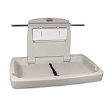 Rubbermaid Commercial Products Horizontal Baby Changing Station, Light Platinum, Wall-Mounted Fold-Down Diaper Change Table with Safety Straps for Restaurants/Hotels/Schools/Airports