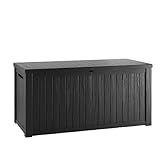 Decksplore 200 Gallon Resin Deck Box, Waterproof Outdoor Storage Bin for Patio Furniture, Pool Accessories, and Garden Tools, Lockable & UV-Resistant, Black