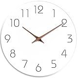 Mosewa Wall Clock Battery Operated 8 Inch White Silent Non Ticking Simple Minimalist Wooden Decorative for Kitchen Bathroom Bedroom Living Room Office