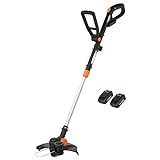 WORX 3 in 1 Cordless String Trimmer/Lawn Edger/Mini Mower, 12" Electric Weed Wacker with Command Feed, 20V Weed Eater with 5.5 LBS, 2 Batteries & Charger Included, WG170