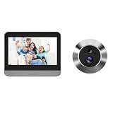 Digital Door Peephole Camera 1080P Wide Angle Motion Sensor 4.3 Inch Night 2.4G Visual Doorbell with 120 Degree Viewing 4.3 Inch Color LCD Display Rechargeable for battery for Apartment Black Grey