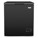 Igloo 5.0 Cu Ft. Upright Deep Freezer Chest- Deep Freezer with Quick Freezing System & Adjustable Thermostat- Low Noise Freezer with Removable Basket & LED Lights for Homes, Garages & Basements- Black