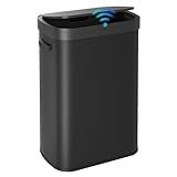 WLIVE 13 Gallon Trash Can, 50 Liter Large Capacity Motion Sensor Automatic Trash Cans Touchless with LED Indicator, Brushed Stainless Steel Finish Garbage Cans for Kitchen, Office, School, Black