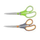 Amazon Basics Multipurpose Stainless Steel Scissors for Office, Crafts, Paper Cutting, Fabric Cutting, Right/Left Handed, Comfort Grip, PVD Coated, 2-Pack, Green and Grey