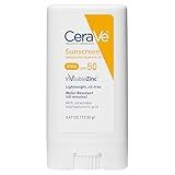 CeraVe Mineral Sunscreen Stick SPF 50, Broad Spectrum SPF + Hyaluronic Acid + Ceramides, Titanium Dioxide & Zinc Oxide, 100% Mineral Face Sunscreen Stick, Fragrance Free & Oil Free