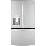 GE GYE22GYNFS 36" French Door Counter Depth Refrigerator with 22.1 cu. ft. Total Capacity Space Saving Ice Maker Showcase LED Lighting in Stainless Steel