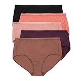 Hanes Plus Size Mesh Brief, Breathable Panties for Women, No-Show Underwear, 5-Pack, Tan/Purple/Pink/Coral/Black