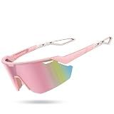 Lamicall Polarized Sports Sunglasses for Men Women, 24g Ultralight [Adjustable Nose Pad] UV400 Protection Sun Glasses for Cycling Running Baseball Fishing Driving Golf Volleyball, Pink