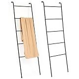 Metal Blanket Ladder Set of 2 Black Blanket Ladders for the Living Room Towel Ladder Rack Holder for Bathroom Bedroom (Black)