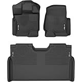 Husky Liners Weatherbeater Floor Mats | Fits 2015-2025 Ford F-150 (Includes 2022-2025 Lightning) SuperCrew w/Carpet & w/Out Fold Flat Storage | Front & 2nd Row, 3-pc Black - 94041