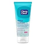 Clean & Clear Deep Action Exfoliating Facial Cleanser, Scrub & Face Wash, Pro-Vitamin B5, Lactic & Glycolic Acids, Oil-Free Gentle Daily Exfoliator for Soft, Smooth, Hydrated Skin, Vegan, 7 Fl Oz Tube