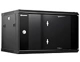 RackPath 6U Wall Mount Network Rack Cabinet – Quiet Cooling Fan, Locking Glass Door, 17.7" Deep (450mm), Removable Locking Side Panels, Fits 19" IT & A/V Equipment