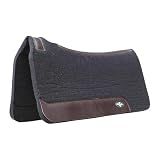 Professional's Choice 100% Steam-Pressed Wool Felt Saddle Pad | Western Moisture & Sweat Wicking Saddle Pad with Soft Felt Bottom, Black, 31" x 32" x 1"