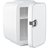 Sweetcrispy Small Refrigerator, Portable Mini Fridge 4L/6 Can Cooler & Warmer Compact Fridges for SkinCare,Food and Drinks, Bedroom, Dorm,Car,Office,White