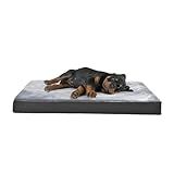 Amazon Basics Dog Bed with Cooling Gel Memory Foam, Pressure-Relief Support for Dogs up to 50lbs, Non-Slip Bottom, Machine Washable Cover, Large Sized (35" x 22"), Grey