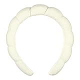 Conair Spa Makeup and Face Washing Headband, Ultra-Absorbent Microfiber Skincare Headband, Soft Terry Cloth, No-Pull Band Gentle on Hair and Head, Bubble Design, Ivory
