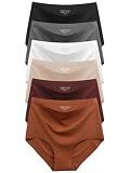 Cuweni Womens Underwear Seamless High Waisted Briefs Silky Stretch No Show Breathable Full Coverage Ladies Panties 6 Pack (US, Alpha, Large, Regular, Regular, 6 color packs)