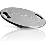 Yes4All Wobble Balance Board, Plastic Stability Trainer with Handles for Standing Desk, Core Training & Home Gym Workout (Silver - 15.7” Dia)