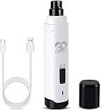 Casfuy Dog Nail Grinder Upgraded - Professional 2-Speed Whisper-Quiet Electric Pet Nail Trimmer Painless Paws Grooming & Smoothing for Small Medium Large Dogs & Cats (White)