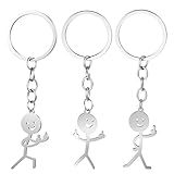 Ouligay 3 Pcs Funny Keychain for Women, Middle Finger Keyring, Fun Keychains, Stainless Steel Matching Keychains, Cool Gifts for Men, Personalized Distance Friendship Gifts for Couple Friends Brothers