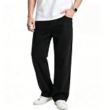 JMIERR Men's Baggy Denim Pants Stretch Wide Leg Jeans, L Color Black