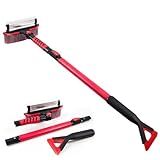 DE Anderqueen 42" Car Snow Brush & Ice Scraper Red Snow Brush for Car Extendable, Upgraded Heavy Duty Pivoting Snow Broom for SUV Trucks Windshield Snow Cleaning