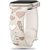 Witzon Cute Floral Band Compatible with Apple Watch Bands for Women 40mm 41mm 42mm 38mm 44mm 45mm 46mm 49mm, Engraved Flower Soft Silicone Dressy Strap for iWatch Series 11 10 9 8 7 6 5 4 SE 3 2 1