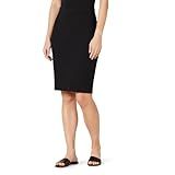 Amazon Essentials Women's Ponte Pull-On Above The Knee Fitted Pencil Skirt, Black, X-Large