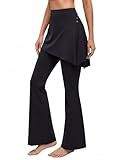 BMJL Yoga Pants for Women Flare Legging with Detachable Skirt High Waisted Bootcut Workout Gym Casual(M,Black)