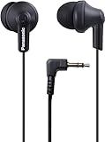 Panasonic ErgoFit Wired Earbuds, 3.5mm Jack In-Ear Headphones with Dynamic Crystal-Clear Sound and Soft Ergonomic Custom-Fit Earpieces (S/M/L), for Phones and Laptops - RP-HJE120-KA (Matte Black)