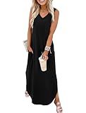 Sampeel Maxi Black Dresses for Women Casual Long Summer Sun Dresses 2025 Sleeveless Vacation Outfits for Women Plus Size XL