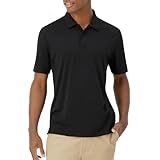 Hanes Moves Performance, Short Sleeve Polo Shirt for Men, Moisture-Wicking, Black, 2X Large