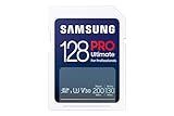Samsung PRO Ultimate Full Size 128GB SDXC Memory Card, Up to 200 MB/s, 4K UHD, UHS-I, C10, U3, V30, A2, for DSLR, Mirrorless Cameras, PCs, MB-SY128S/AM